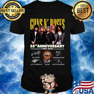 Guns n' roses 35th anniversary 1985 2020 signatures logo shirt