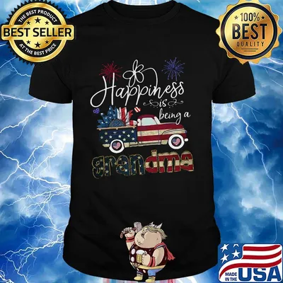 Happiness Is Being A Grandma Sunflower Truck America 4th Of July Independence Day Shirt