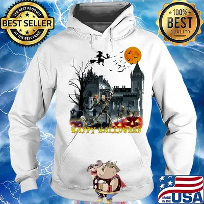 Happy Halloween skeleton witch trick moon ghost house s Hoodie