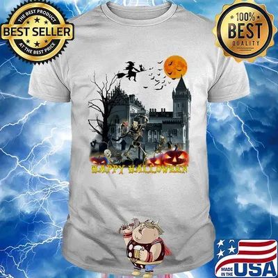 Happy Halloween skeleton witch trick moon ghost house shirt