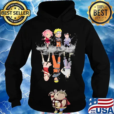Haruno sakura uzumaki naruto and uchiha sasuke chibi water reflection s Hoodie
