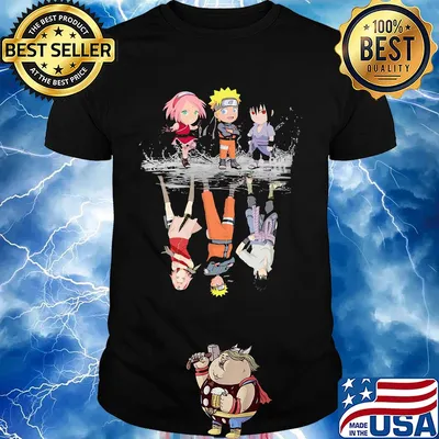Haruno sakura uzumaki naruto and uchiha sasuke chibi water reflection shirt