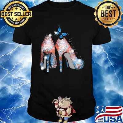 High heels butterfly oklahoma city thunder diamond shirt