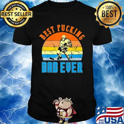 Hockey best pucking dad ever happy father's day vintage retro black shirt