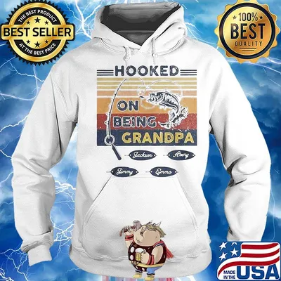 Hooked on being grandpa go fishing vintage retro s Hoodie