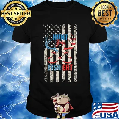Hunt Sleep Fish Eat Fishing Independence Day Shirt