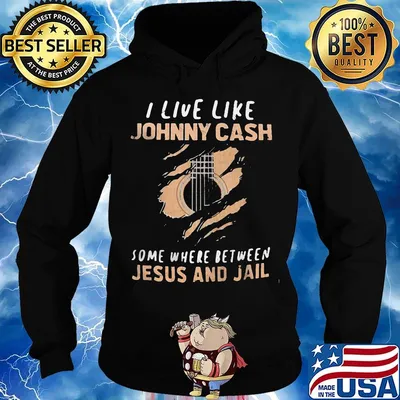 I live like johnny cash somewhere between jesus and jail guitar s Hoodie