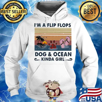 I'm a flip flops paw dog and ocean kinda girl vintage retro s Hoodie