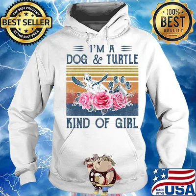 I'm a paw dog and turtle kind of girl flowers vintage retro s Hoodie