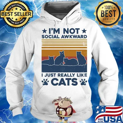 I'm not social awkward i just really like paw cats vintage retro s Hoodie