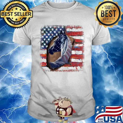 In horse cool American flag shirt