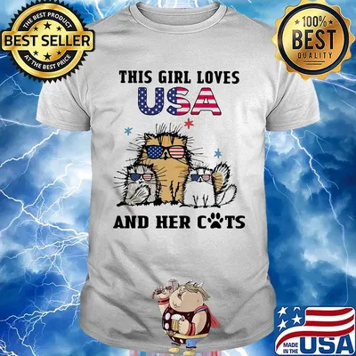 Independence day this girl loves USA and her cats paw shirt