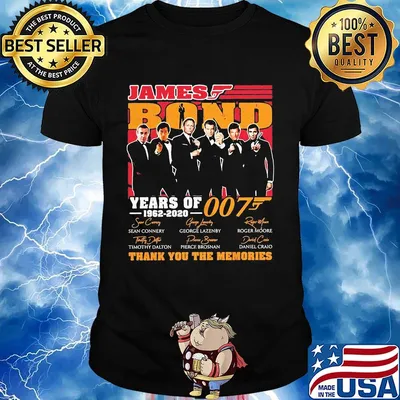 James bond movie years of 1962 2020 007 thank you for the memories signatures shirt
