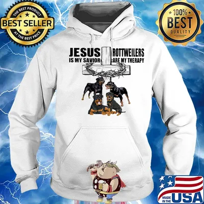 Jesus Is My Savior Rottweilers Are My Therapy Cross Crown Of Thorns Dog Shirt Hoodie