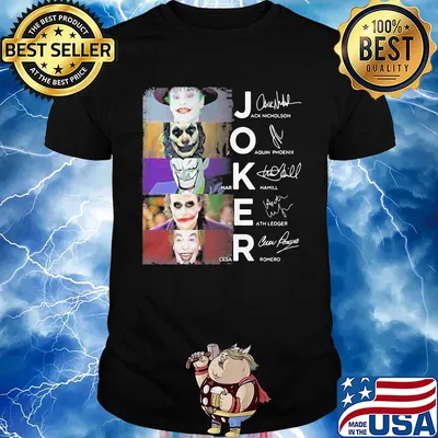 Joker jack nicholson joaquin phoenix mark hamill heath ledger cesar romero signatures shirt