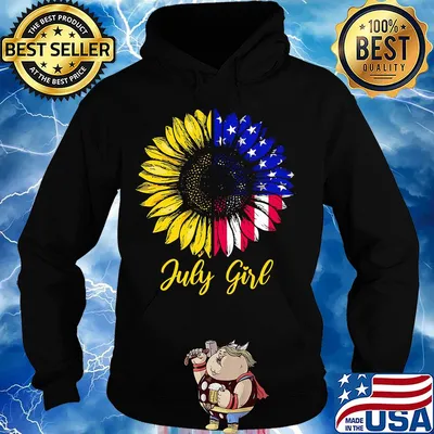 July girl sunflower aemrican flag independence day s Hoodie