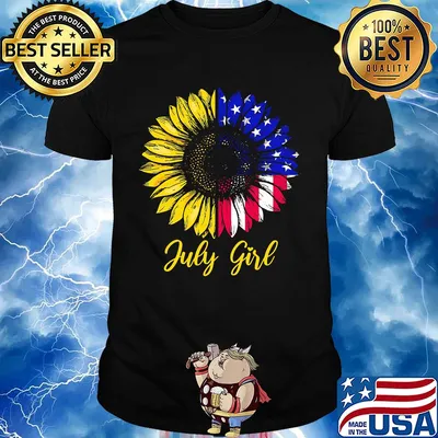 July girl sunflower aemrican flag independence day shirt