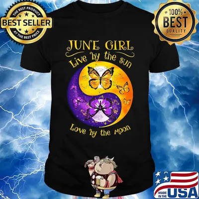 June girl live by the sun love by the moon butterflies shirt