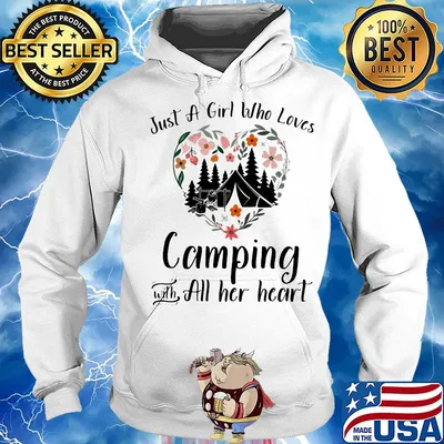 Just a girl who loves camping with all her heart flowers heart s Hoodie