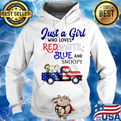 Just a girl who loves red white blue and snoopy firework america 4th of july independence day s Hoodie