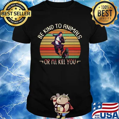 Keanu reeves and dog be kind to animals or i'll kill you vintage retro shirt
