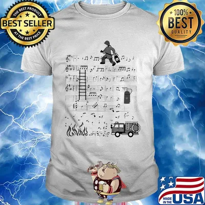 Ladder Fireman Fire Music Note Shirt