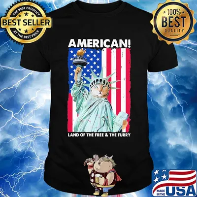 Land of the free and the furry Cat American flag veteran Independence Day shirt