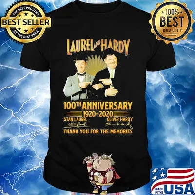 Laurel and hardy 100th anniversary 1920 2020 thank you for the memories signatures shirt