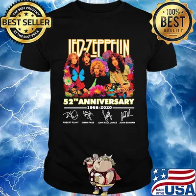 Led-zeppelin 52nd anniversary 1968 2020 signatures flowers shirt