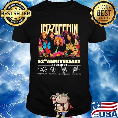 Led-zeppelin 52th anniversary 1968 2020 signatures flowers shirt