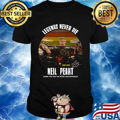 Legends never die 1952 2020 neil peart drumer thank you for the music and memories signature vintage retro shirt