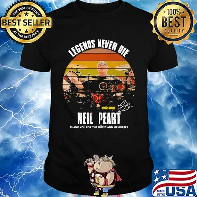 Legends never die 1952 2020 neil peart thank you for the music and memories signature vintage retro shirt
