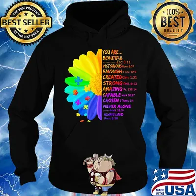Lgbt flower autism awareness you are beautiful victorious enough created strong amazing capable chosen never alone s Hoodie