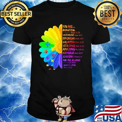 Lgbt flower autism awareness you are beautiful victorious enough created strong amazing capable chosen never alone shirt