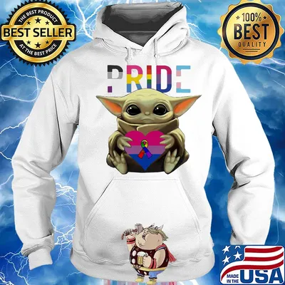 Lgbt pride baby yoda hug heart cancer awareness s Hoodie
