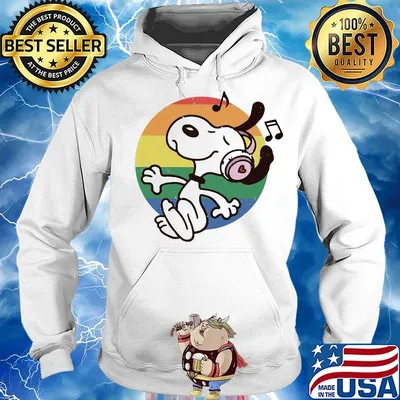 Lgbt snoopy listening to music vintage s Hoodie