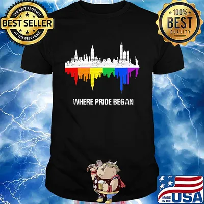 Lgbt where pride begin rainbow flag city shirt