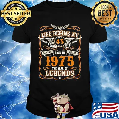 Life begins at 45 vintage born on quality 1975 the year of legends eagles shirt