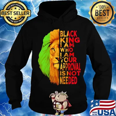 Lion black king i am who i am your approval isn't needed black s Hoodie