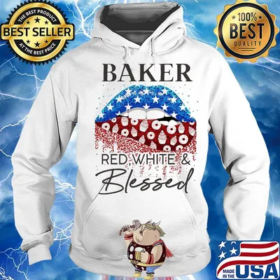 Lips baker red white and blessed america 4th of july independence day s Hoodie