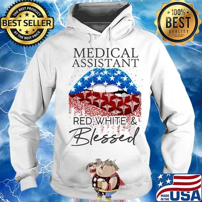 Lips medical assistant red white and blessed american flag independence day s Hoodie