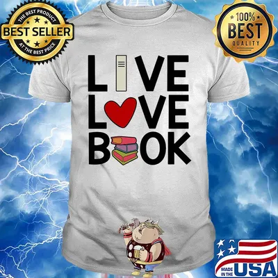Live love book heart shirt