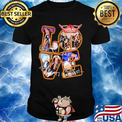 Love aerosmith band members signatures shirt