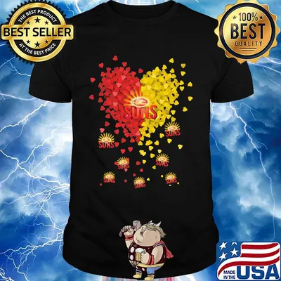Love gold coast suns logo hearts light shirt