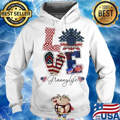 Love Grannylife Heart Flower American Flag Independence Day Shirt Hoodie
