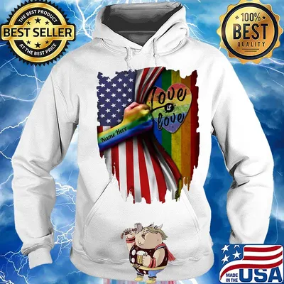 Love Love Name here American flag LGBT independence day s Hoodie