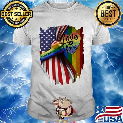 Love Love Name here American flag LGBT independence day shirt