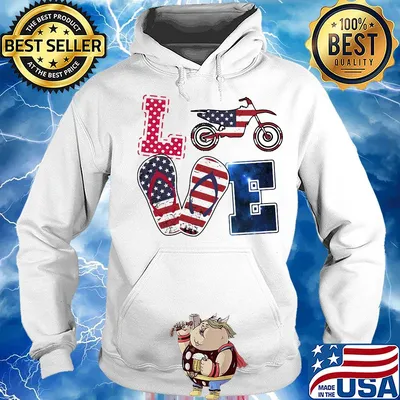 Love motocross American flag veteran Independence day s Hoodie