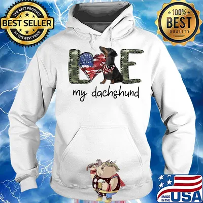Love my dachshund heart American flag veteran Independence day s Hoodie