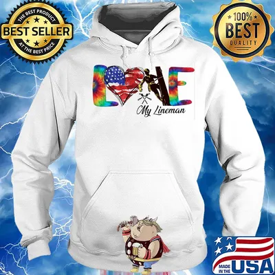 Love my lineman heart American flag veteran Independence Day s Hoodie